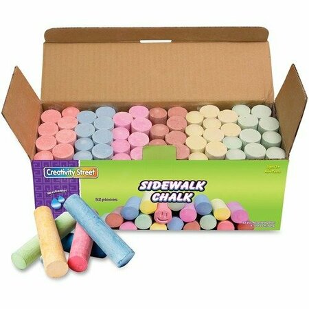PACON Sidewalk Chalk, Washable/Nontoxic, 4inx1in, 5 Assorted, 52PK PAC1752